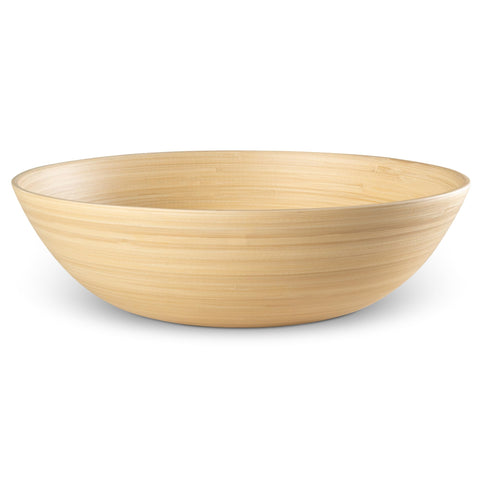 LEXA front view of 12-inch bamboo bowl showing warm natural finish and utility