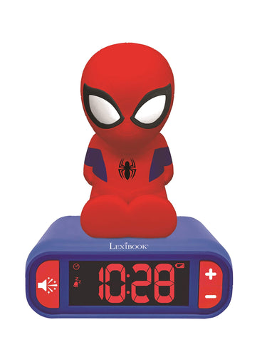 LEXiBOOK Spider-Man front view showing character and clock, playful bedside appeal