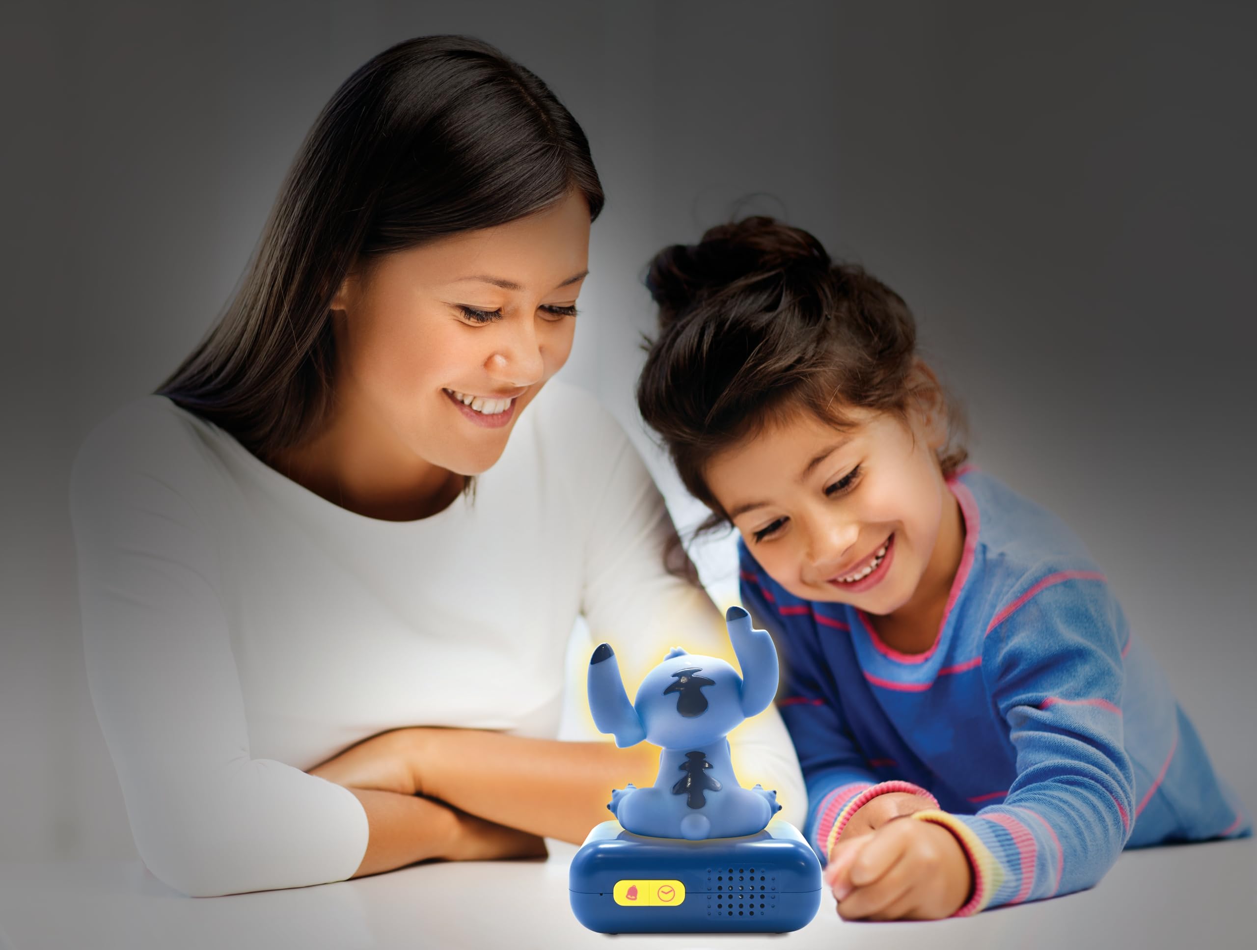 LEXiBOOK Stitch in child's bedroom showing playful decor and comforting wake-up routine benefit