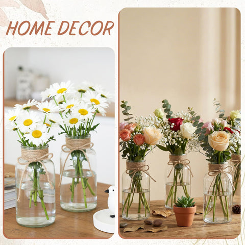 LEYIQU vases with candles and hemp rope showing rustic styling versatility benefit