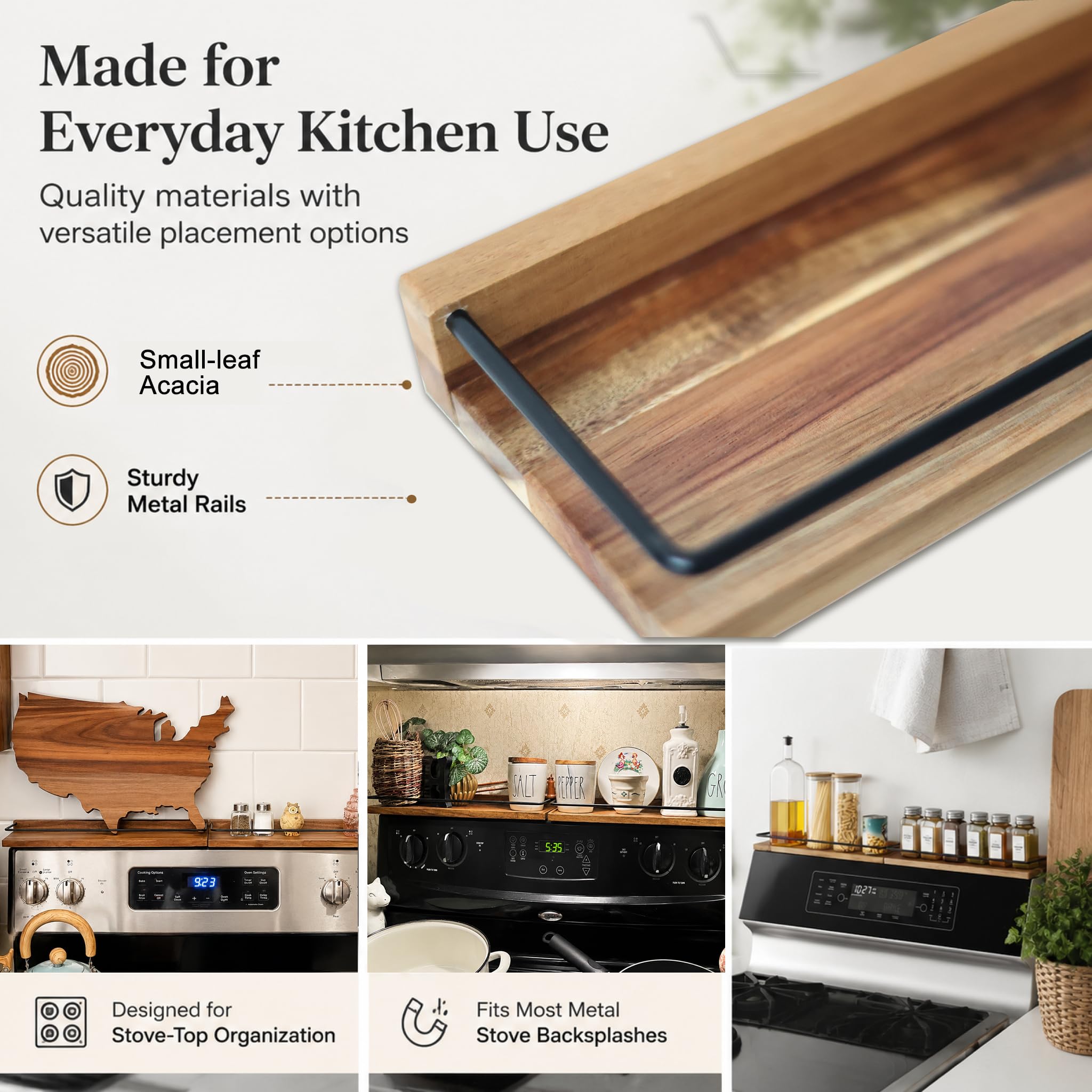 LFILONRO shelf styled in a modern kitchen to free up countertop space