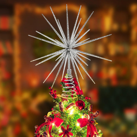LGFMGWH front view silver star topper showcasing sparkling finish and festive look