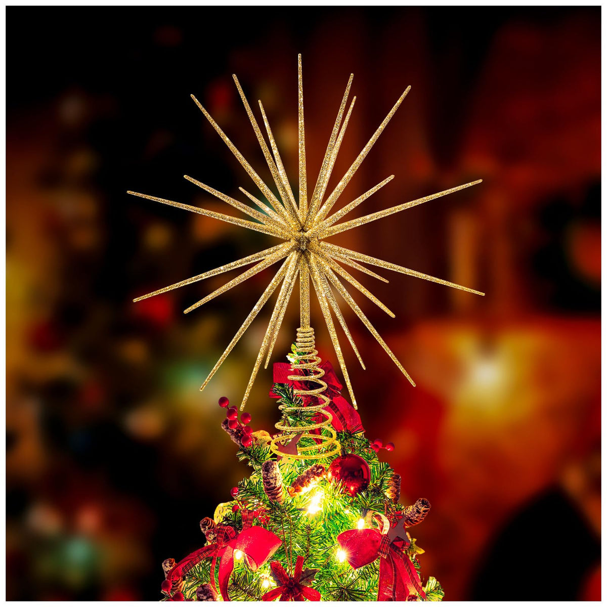 LGFMGWH gold star front view showing shape and sparkle for festive focal point