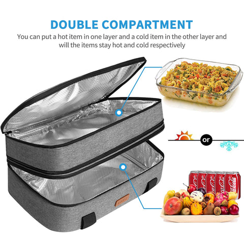 LHZK carrier holding an 11x15 baking dish to demonstrate fit and secure transport