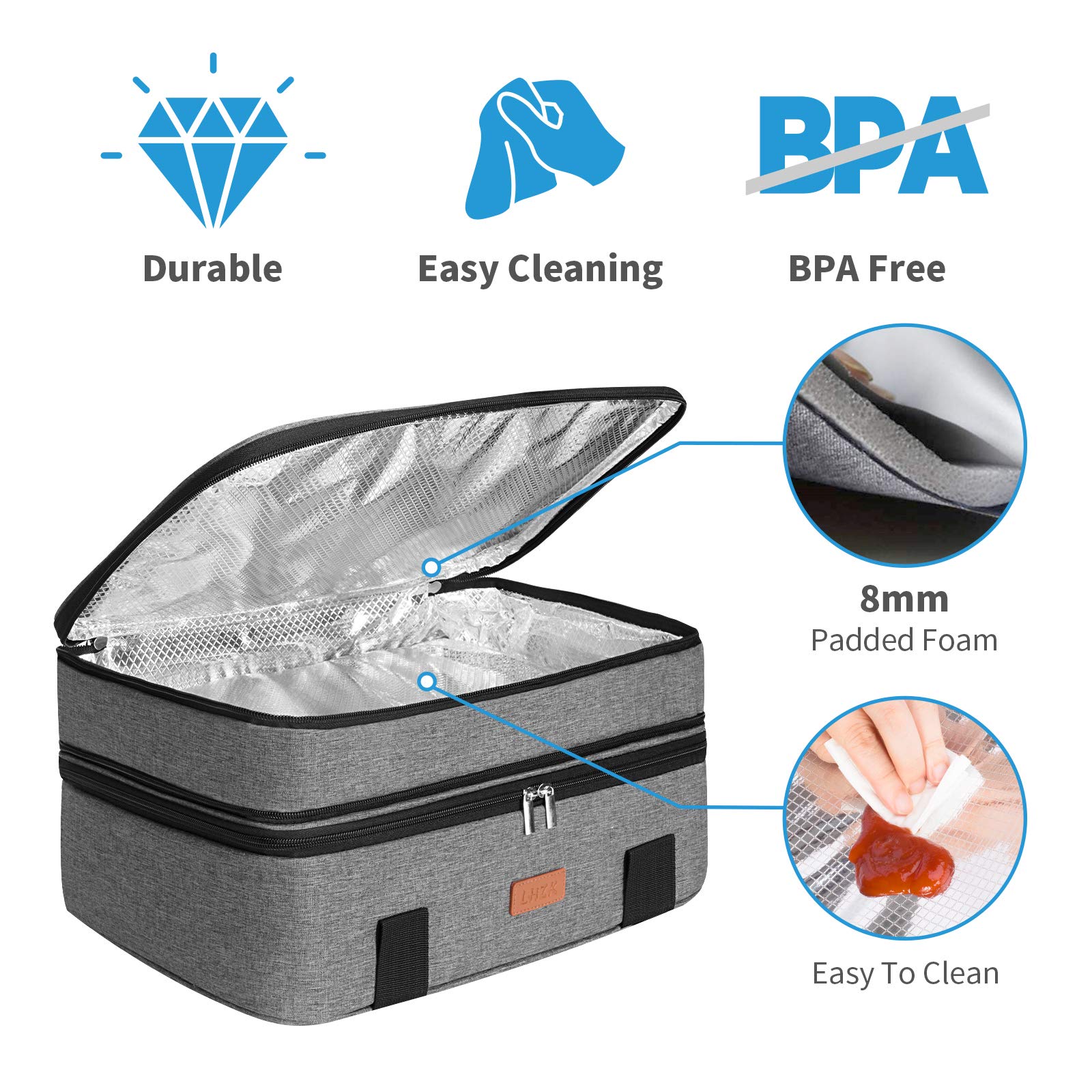 LHZK exterior zip pocket holding utensils and spices for convenient on-the-go access