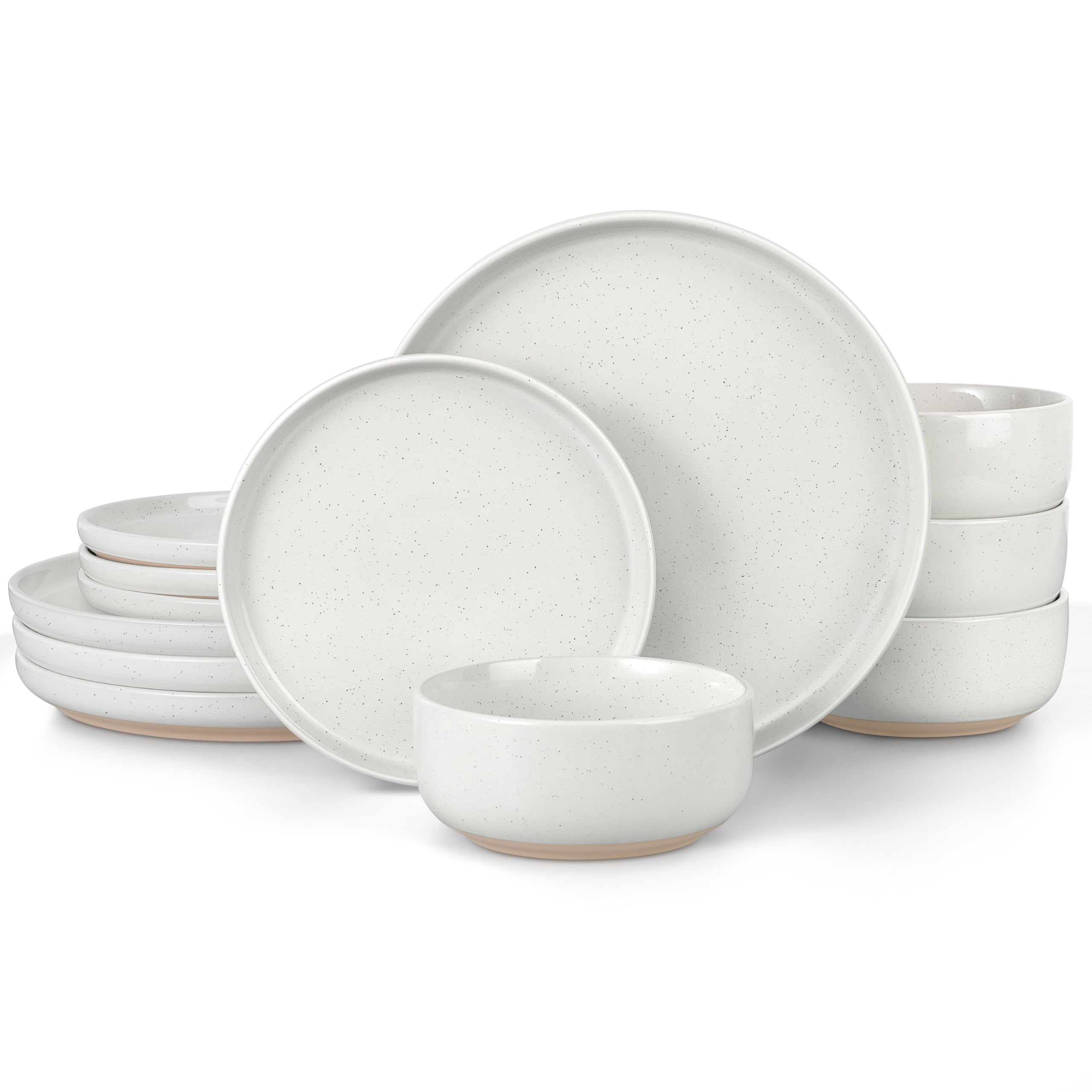 LIANYU front view of snowy white 12-piece set showing complete service for four