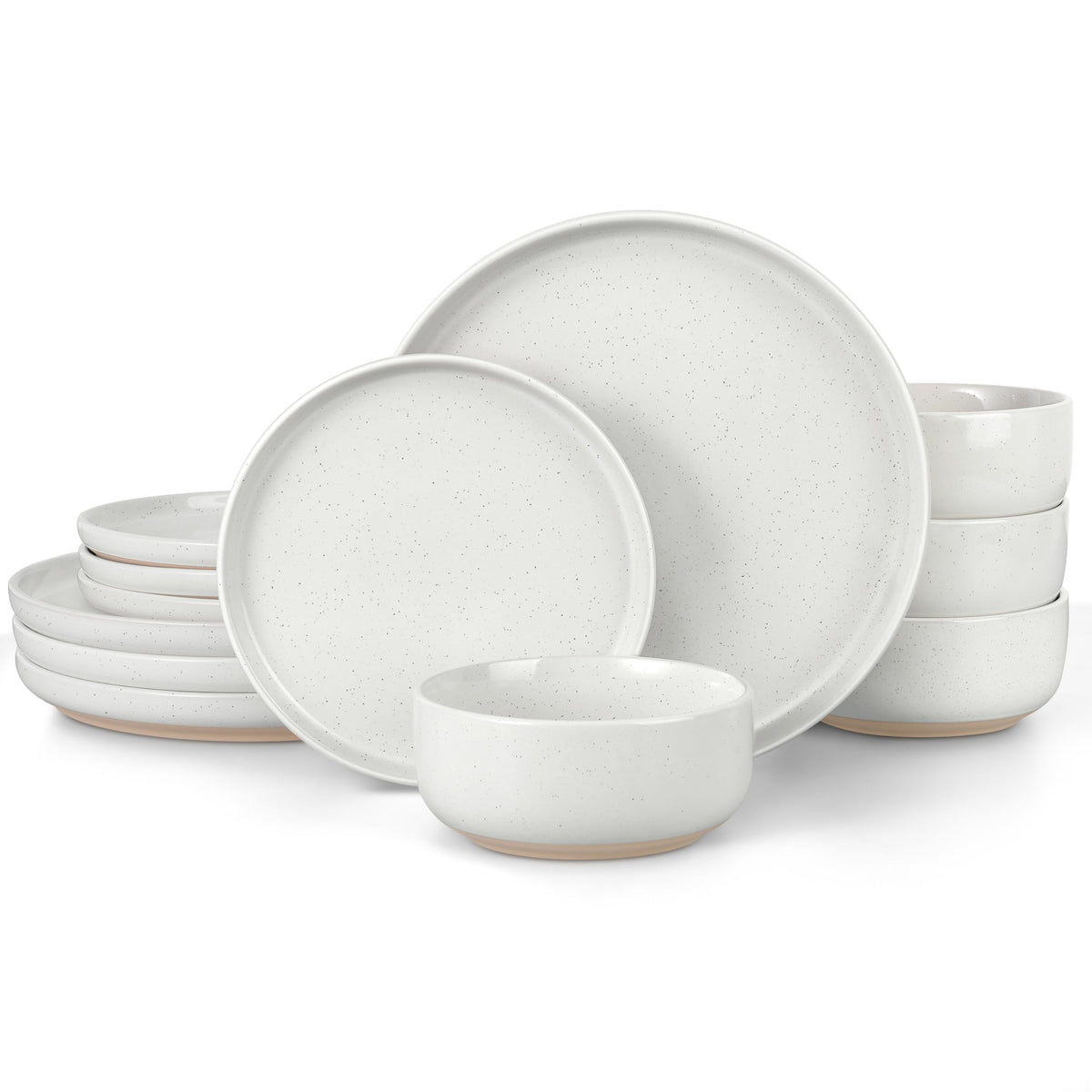 LIANYU front view of snowy white 12-piece set showing complete service for four