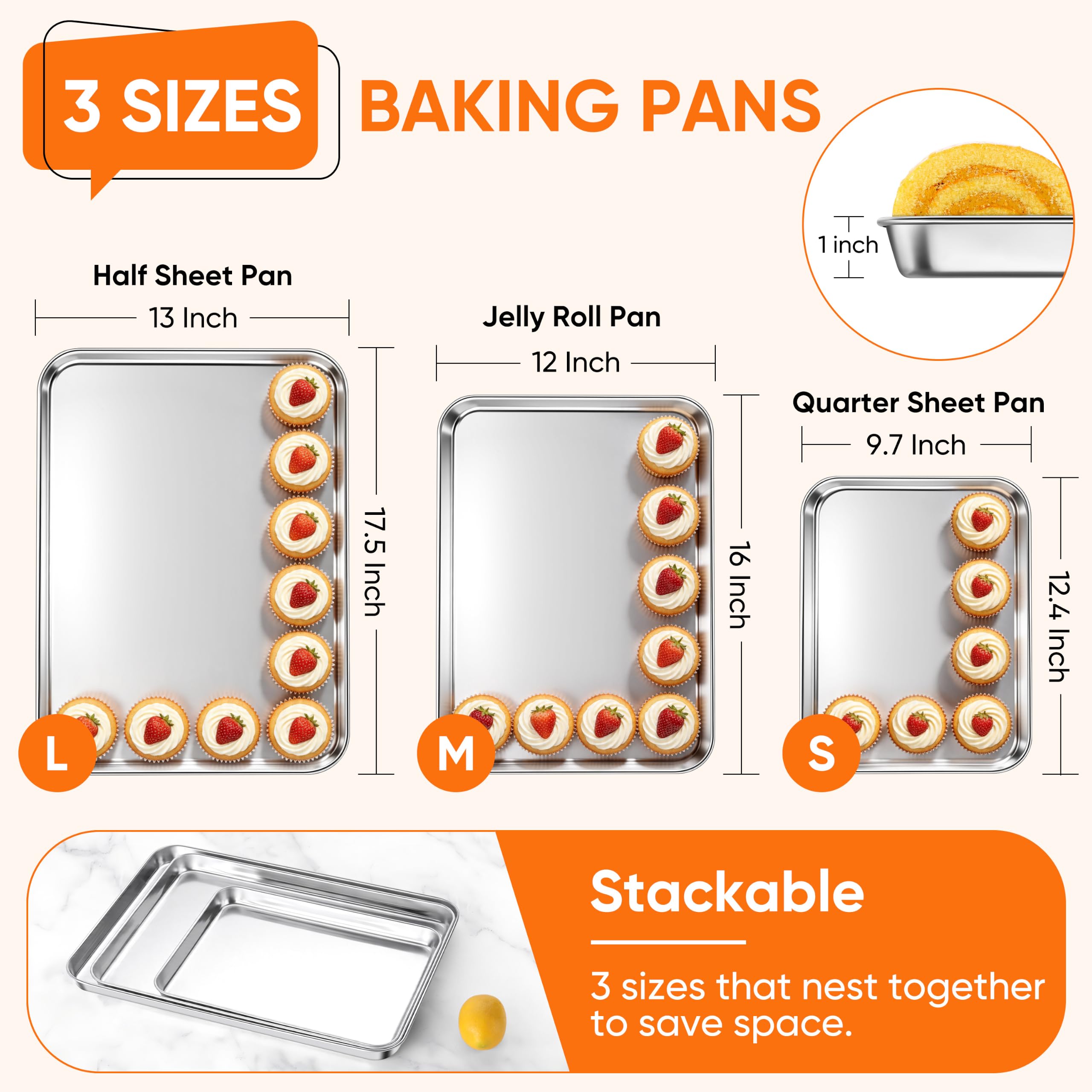 LIANYU jelly roll pan close-up showing smooth surface for even baking benefit