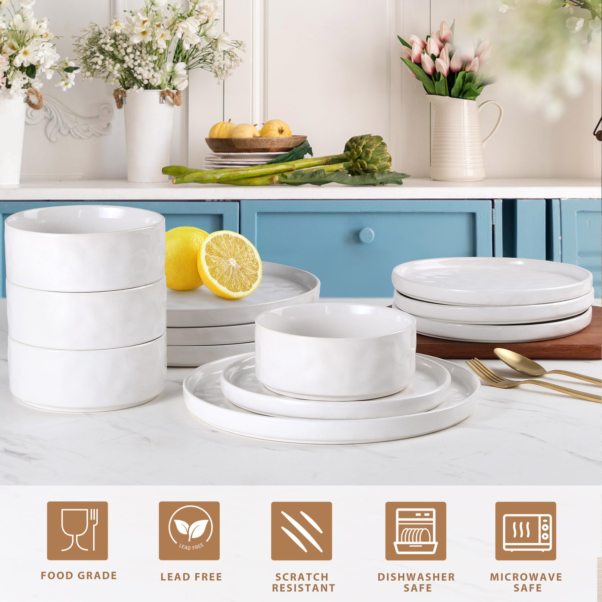 LIANYU set arranged on dining table for four, elegant everyday entertaining made simple