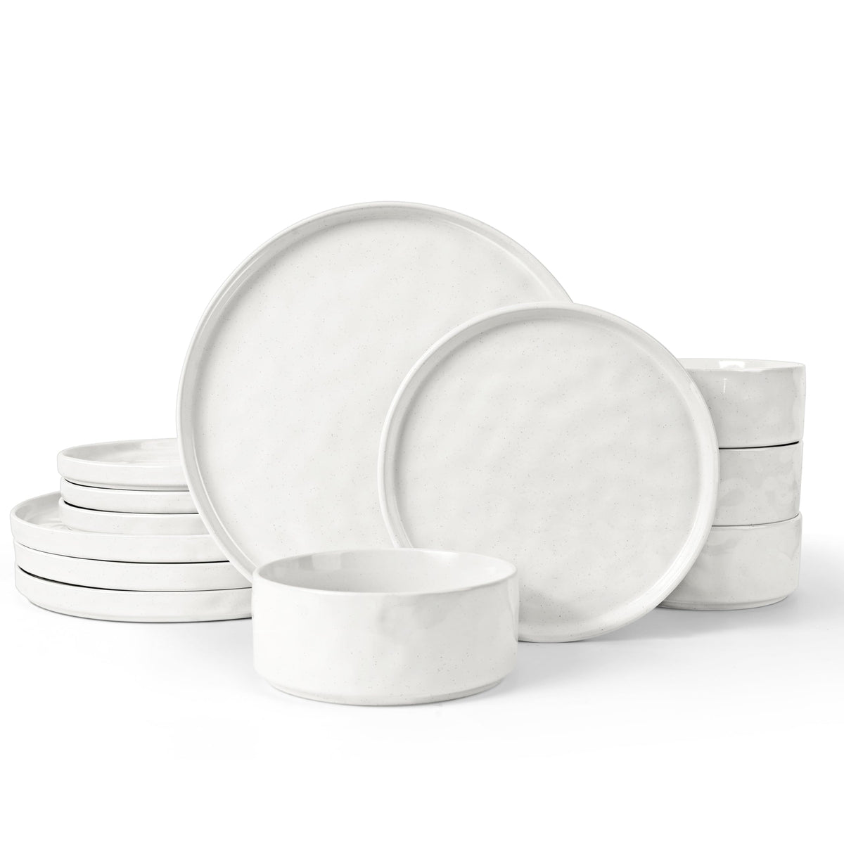 LIANYU front view of full 12-piece set showing coordinated plates and bowls, stylish table upgrade