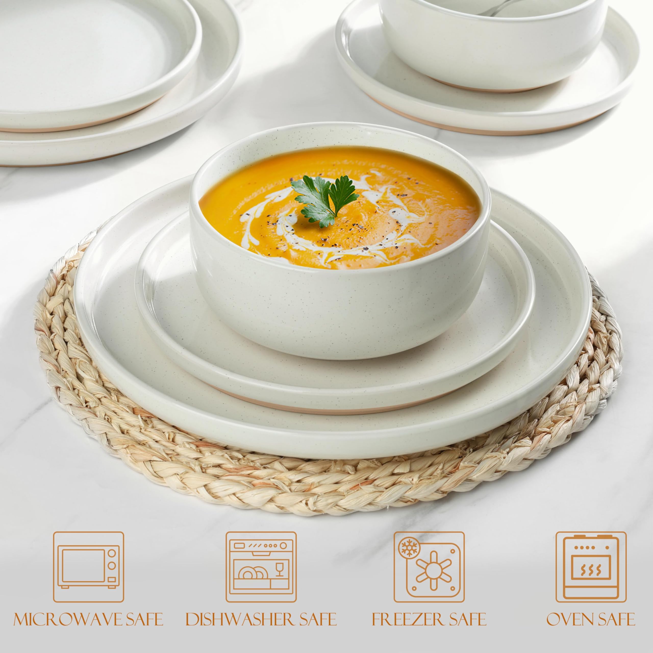 LIANYU stacked plates showing compact storage and space-saving benefit
