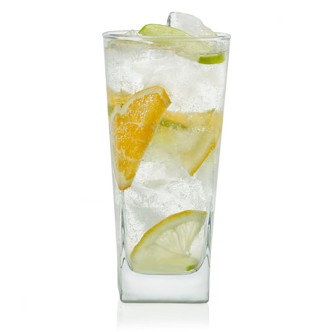 Libbey front view of eight glass tumblers showing set and clarity benefit