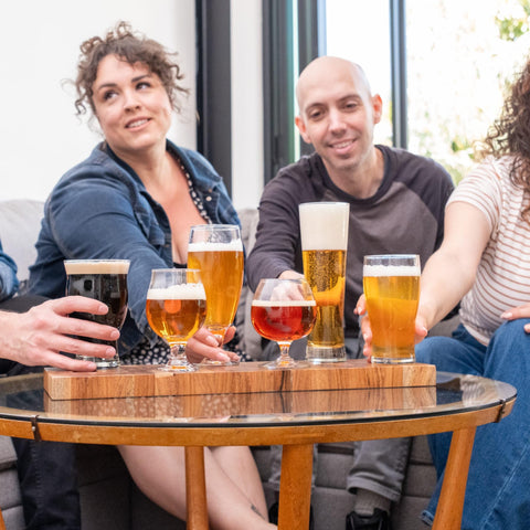 Libbey beer glasses in use as tasting flight showing easy hosting benefit