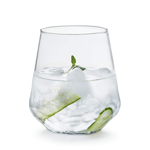 Libbey hammered packaging and set showing eight glasses ready for gifting or storage