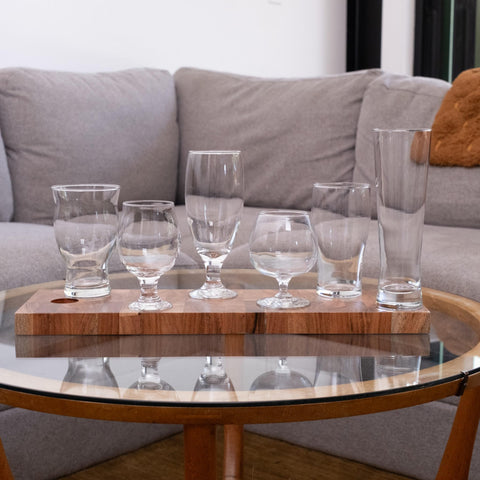 Libbey glass base label and etching detail showing quality finish benefit