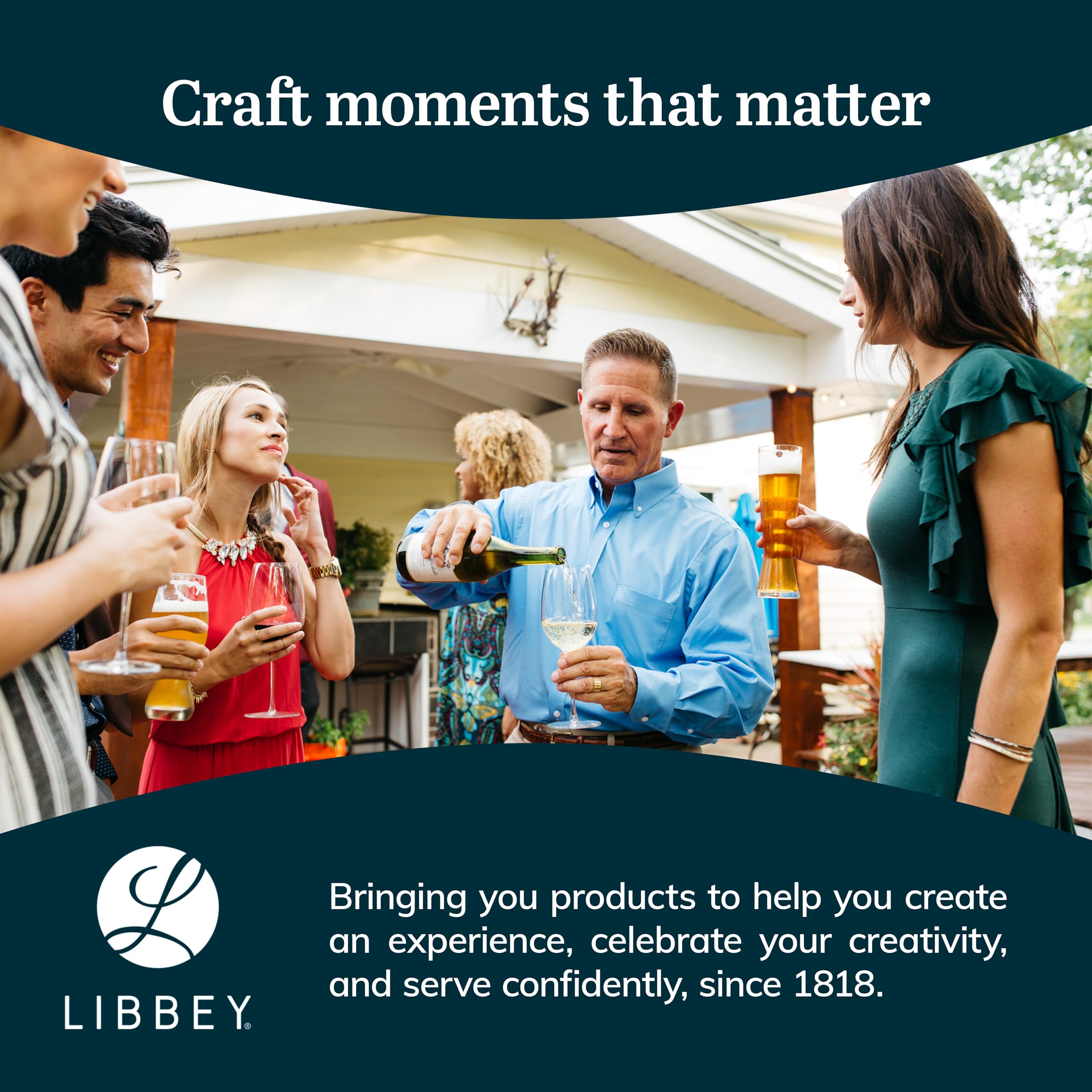 Libbey flutes in a toast at an outdoor event conveying celebration readiness