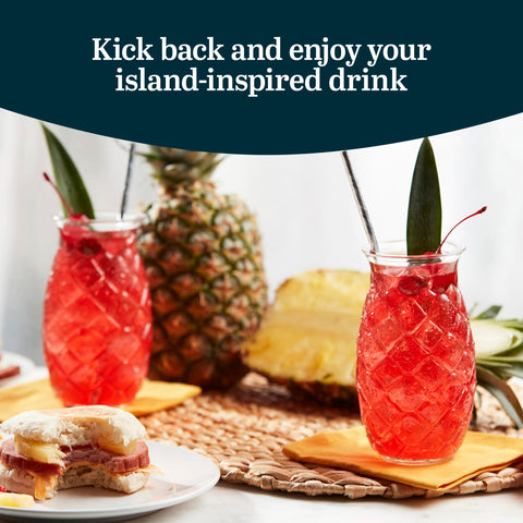 Libbey pineapple glass filled with ice and fruit garnish for visual serving ideas