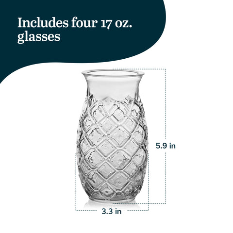 Libbey pineapple glass set styled on a table creating a festive tropical vibe