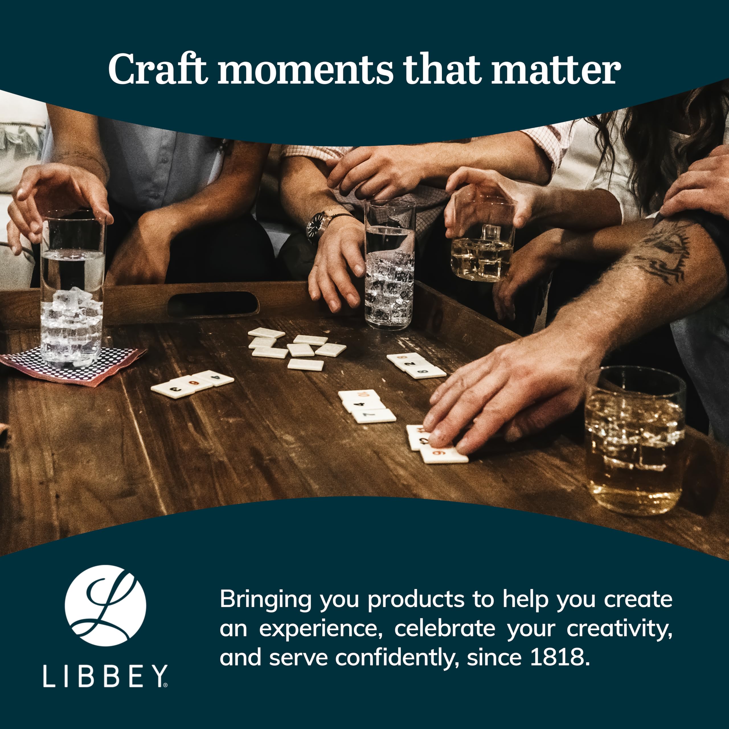 Libbey Preston stacked glasses showing efficient cabinet storage benefit