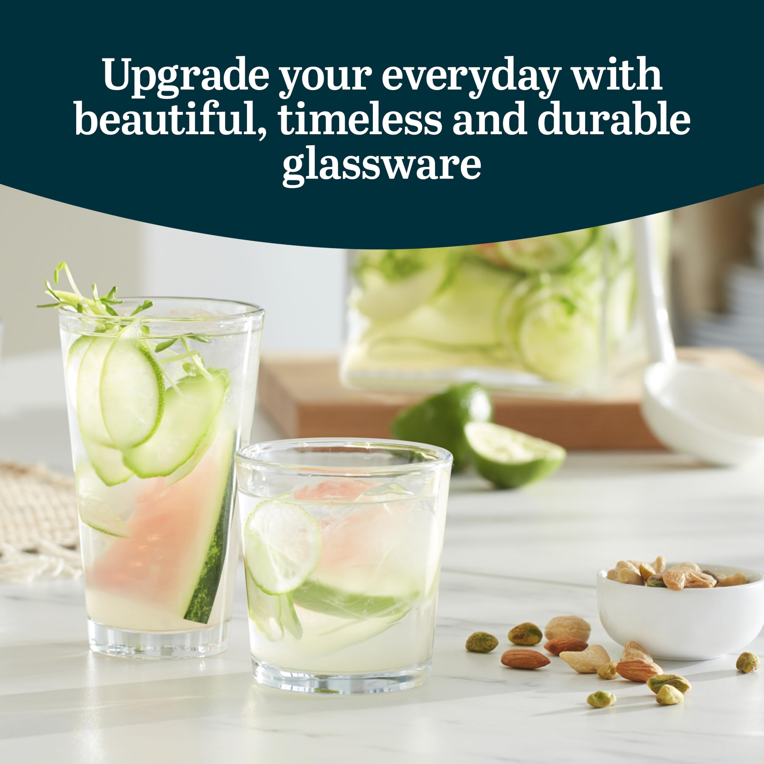 Libbey Preston tumbler close-up showing clear glass and easy refill