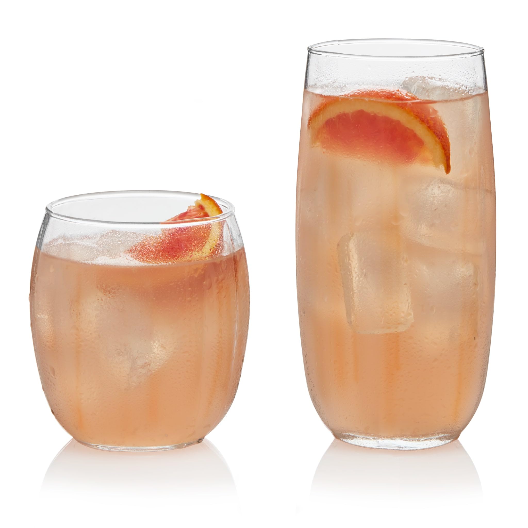 Libbey Samba front packaged set showing all 16 glasses and value