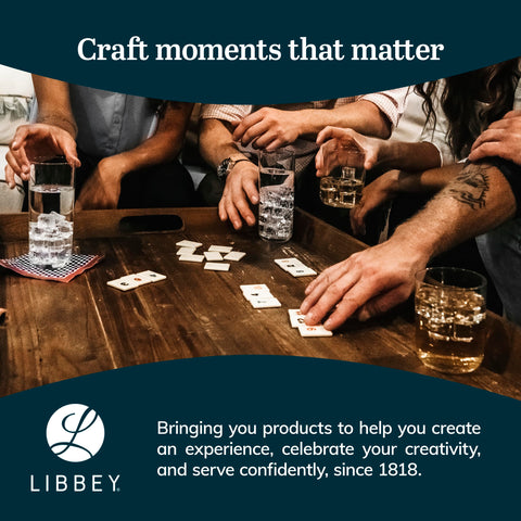 Libbey Samba stacked glasses illustrating space-saving storage