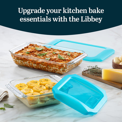 Libbey stacked pans inside cabinet demonstrating space-saving nesting benefit