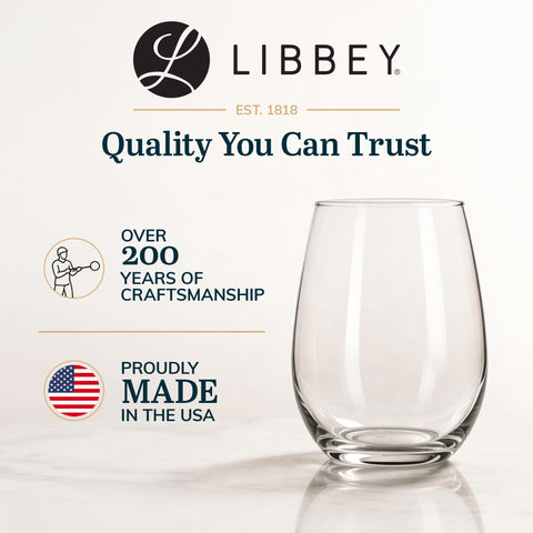 Libbey stemless glass with cocktail demonstrating multiuse versatility