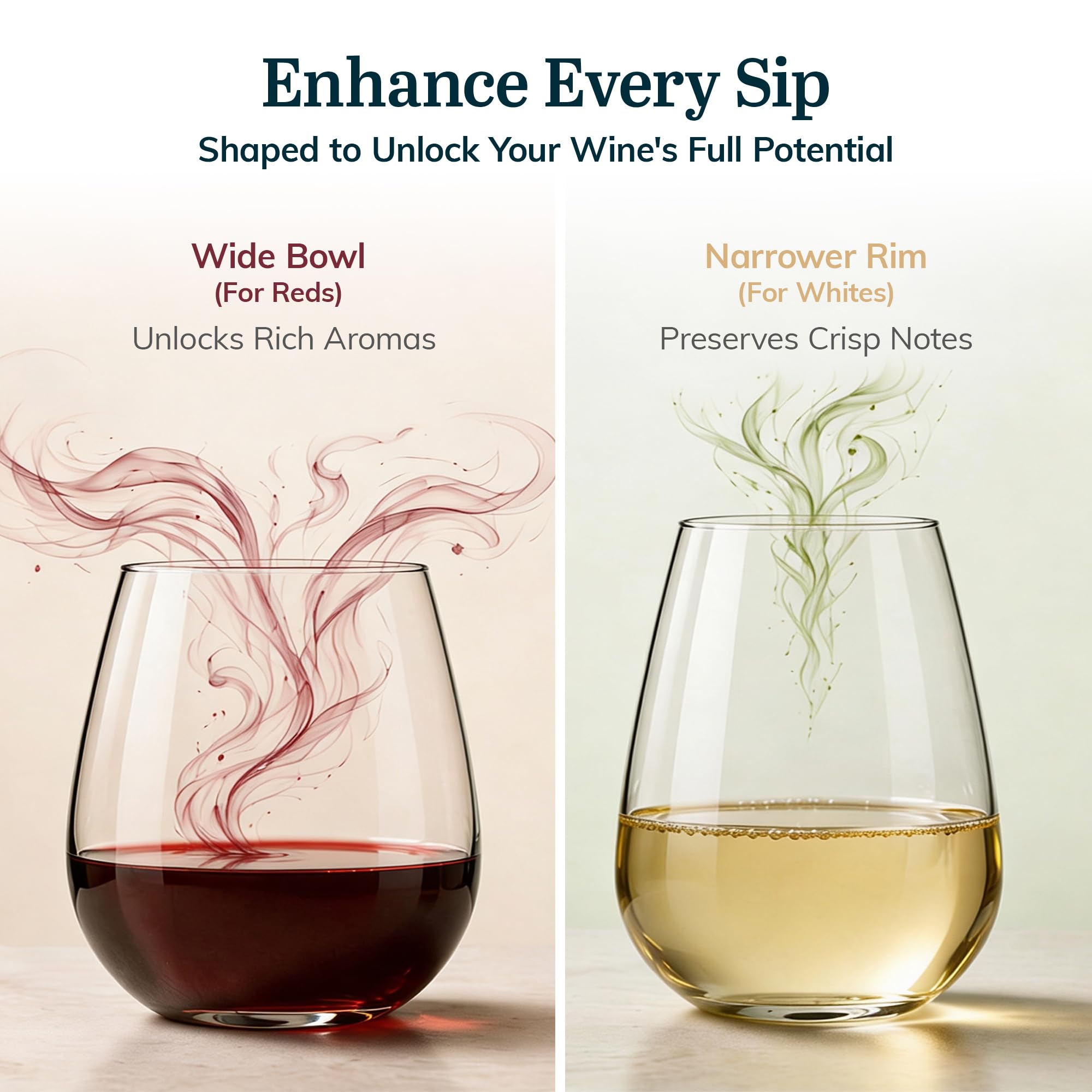 Libbey stemless glass held in hand showing comfortable grip