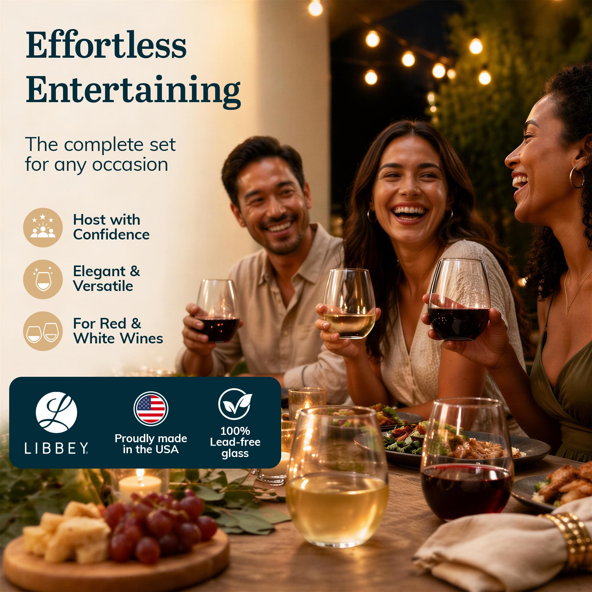 Libbey stemless glass with red wine highlighting aroma enhancement