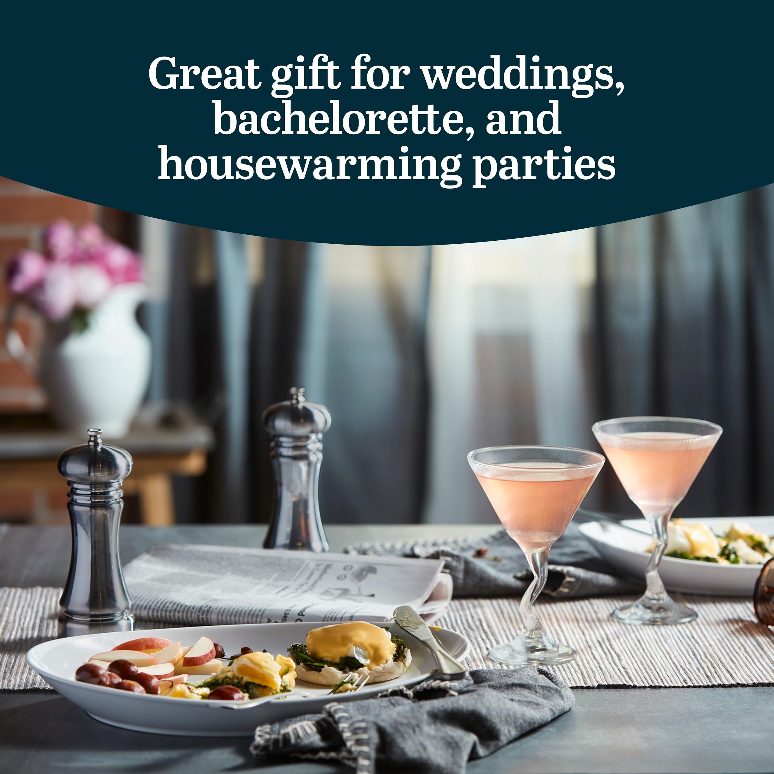Libbey Z‑stem martini glasses arranged on a table for a party, stylish centerpiece