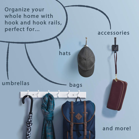 Liberty rack in bedroom holding bags and scarves for tidy space