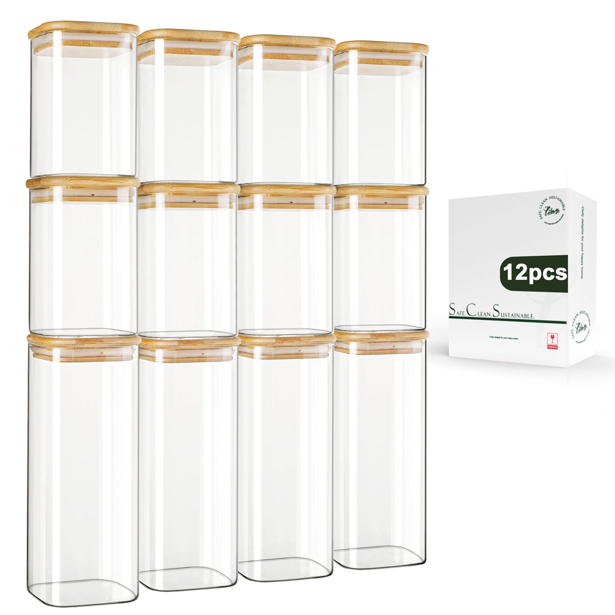 LIBWYS front view of 12-pack jars showing neat pantry organization benefit