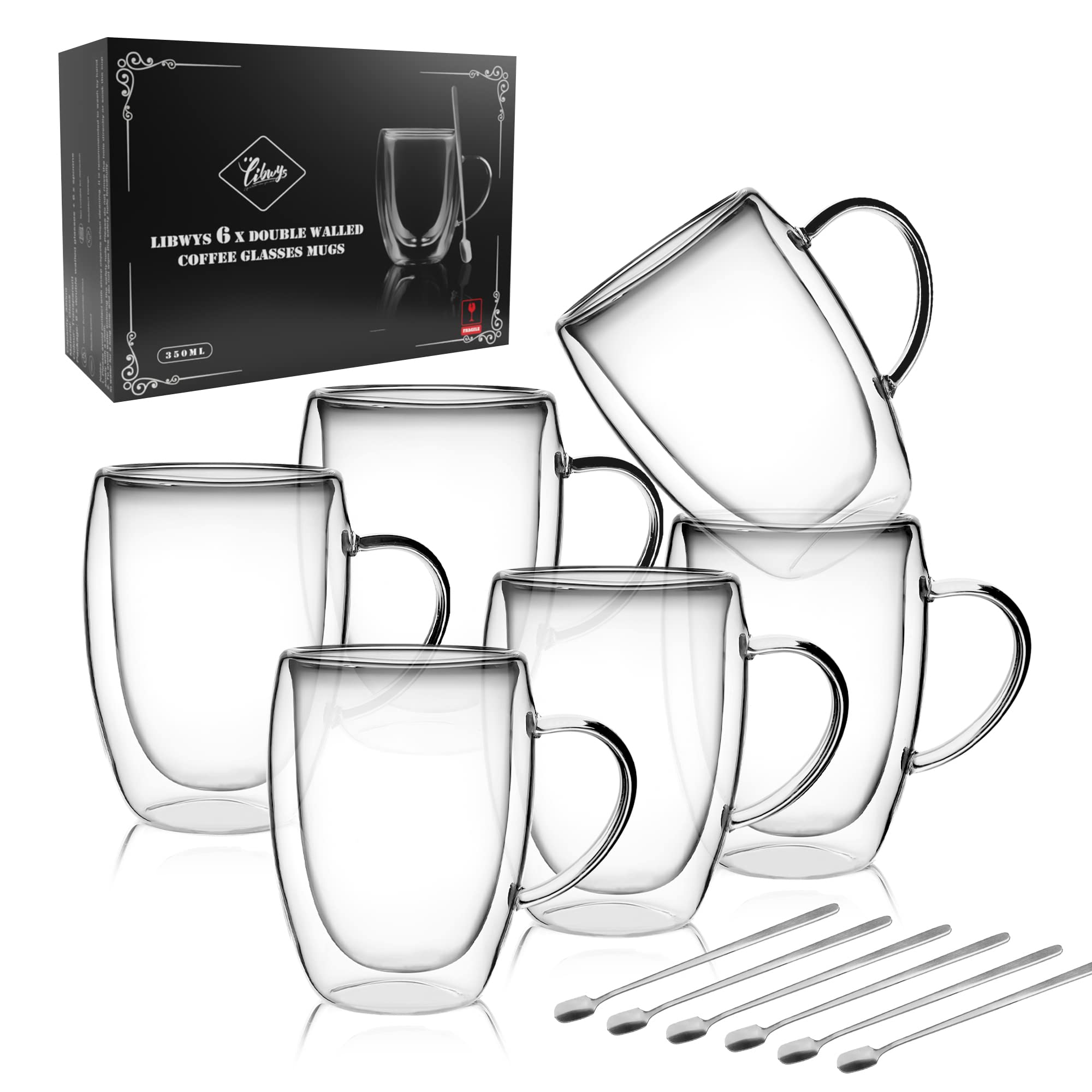 LIBWYS front view of six-pack in gift-ready box showing clear glass benefits