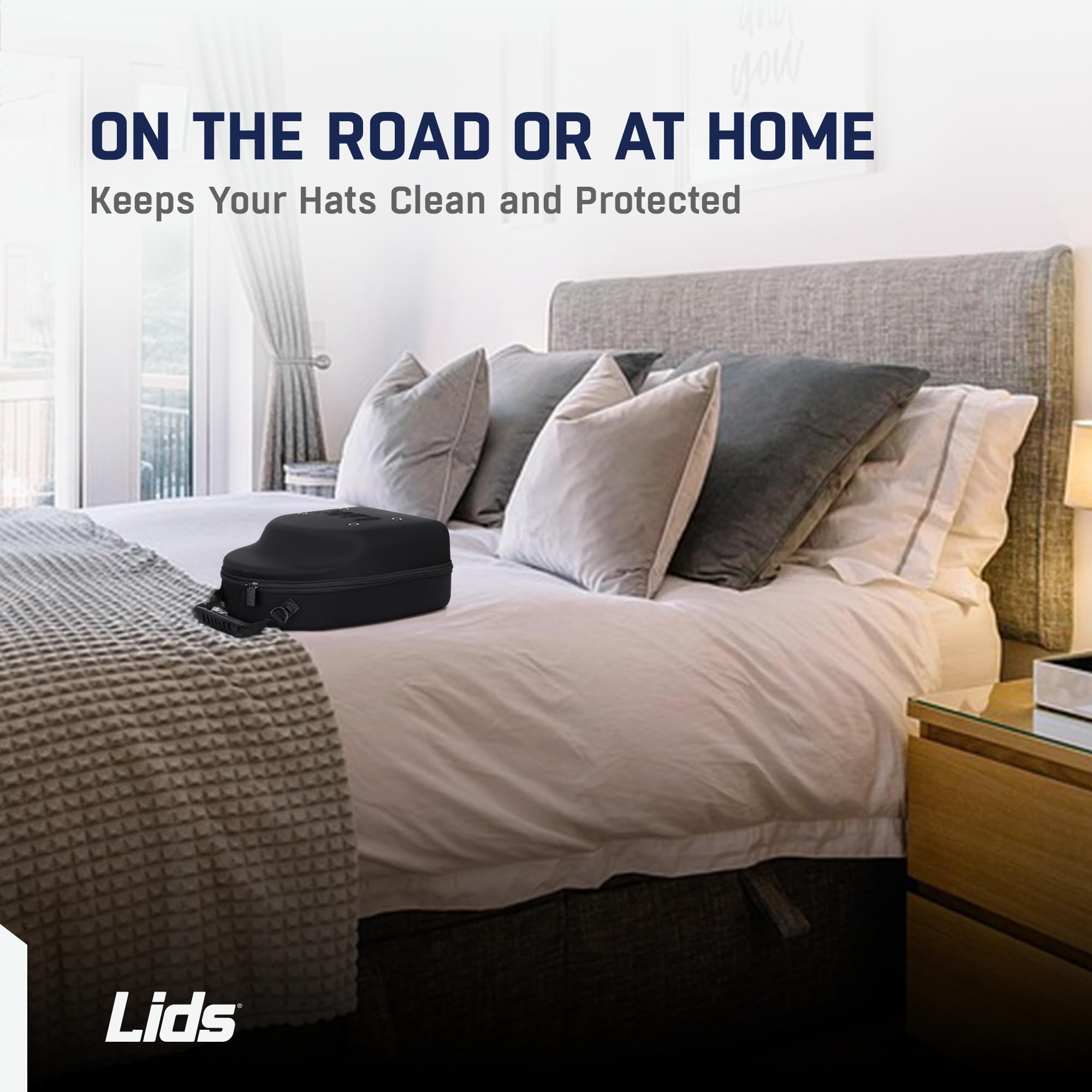 Lids beside suitcase showing compact travel-friendly size