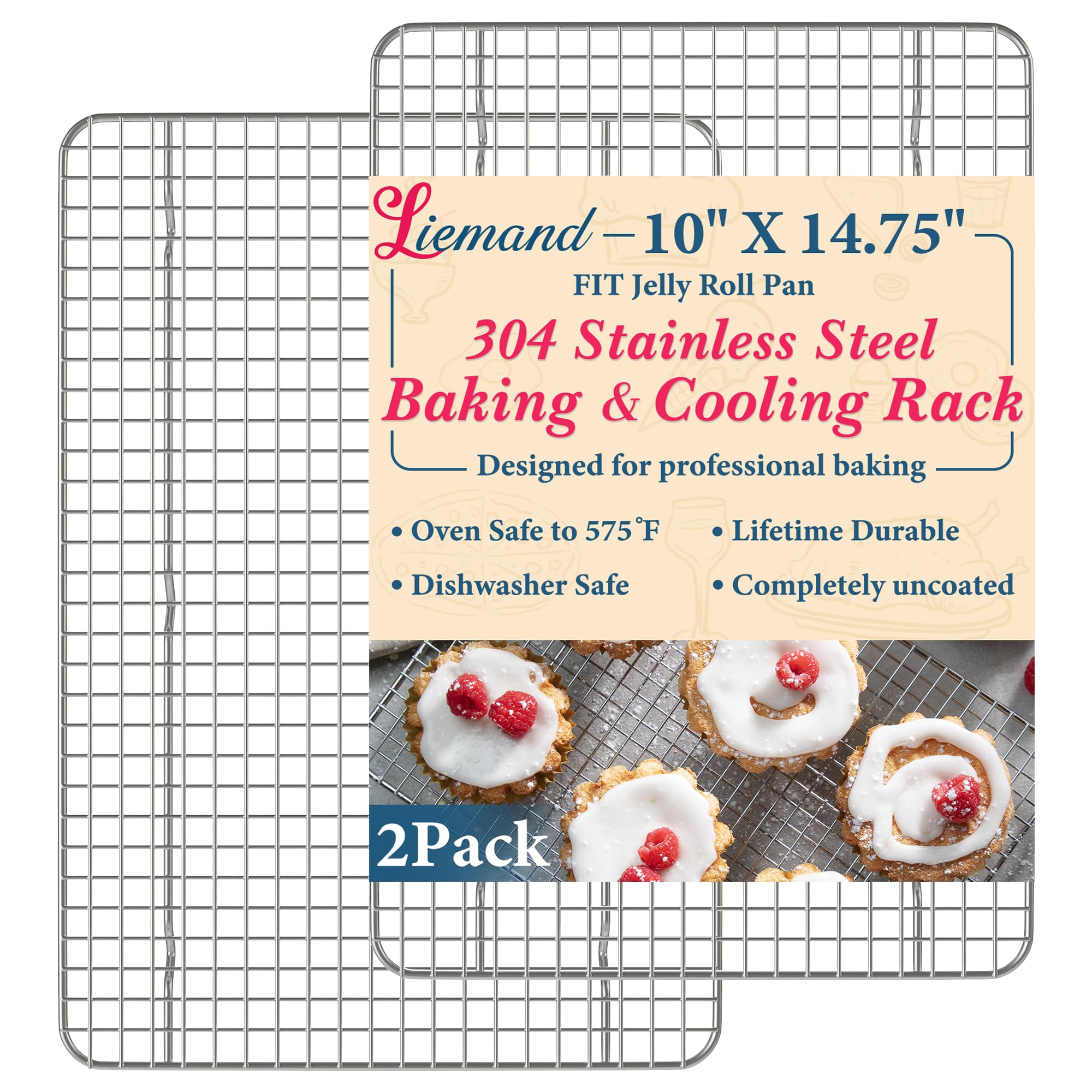 LIEMAND front view rack showing sturdy frame and pan fit benefit