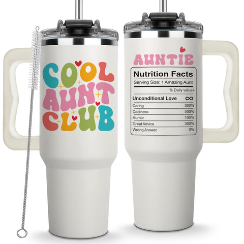 LIERIE8888 tumbler front view showing vibrant Cool Aunt Club design and charm