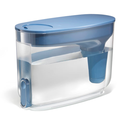 LifeStraw front view of stormy blue dispenser showing sleek design and capacity