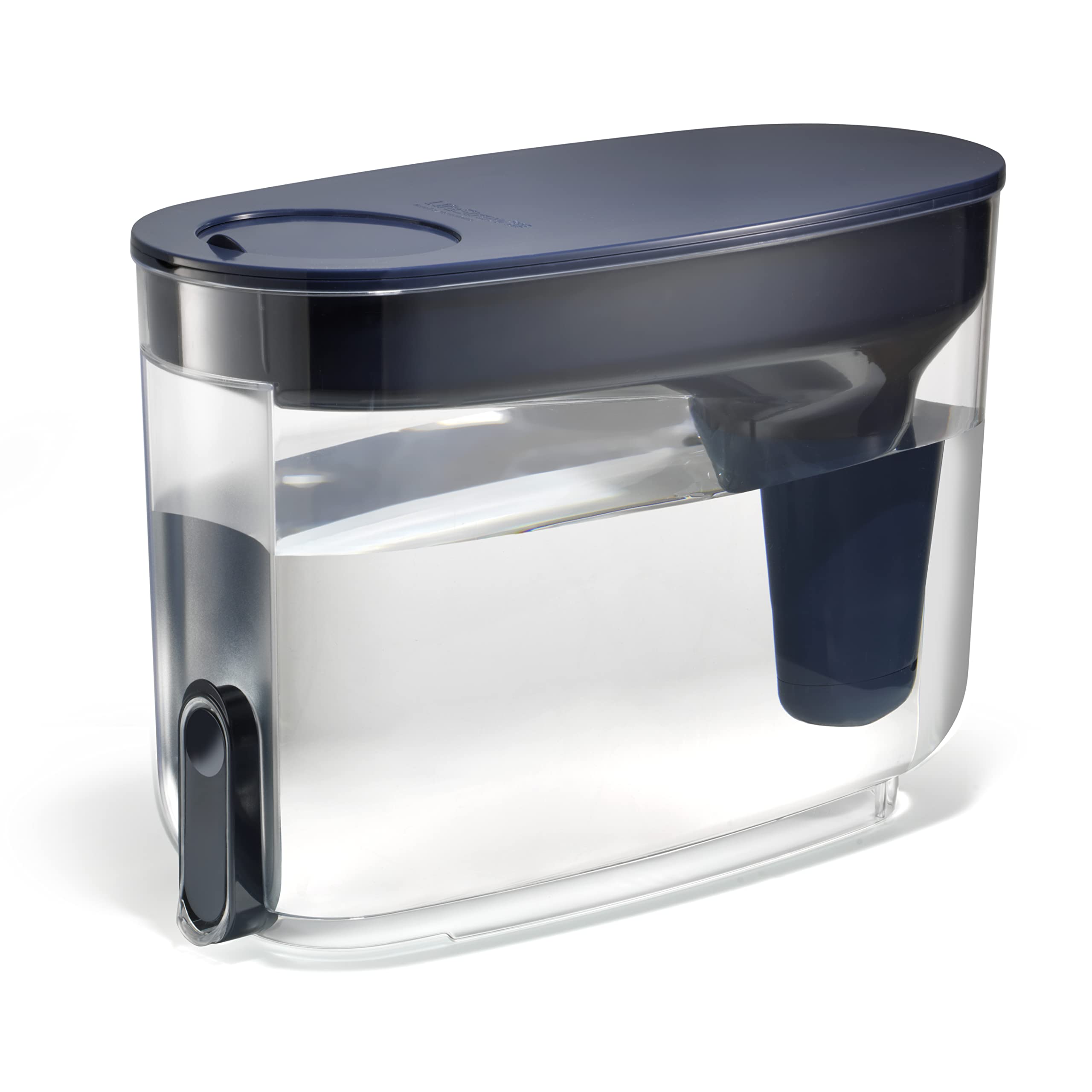 LifeStraw front view midnight blue dispenser showing compact, fridge-friendly design and convenience