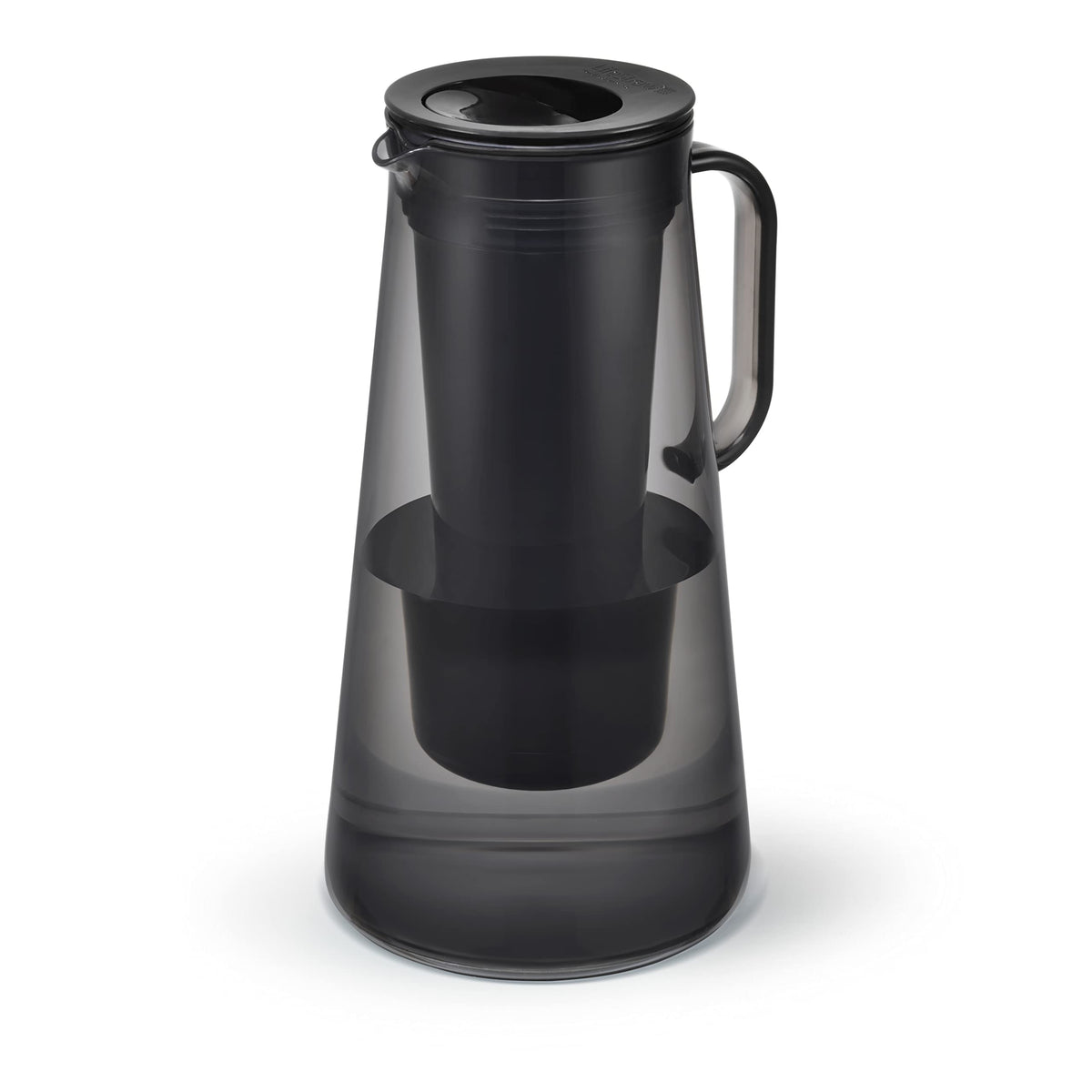 LifeStraw front view obsidian pitcher showing sleek design and benefit