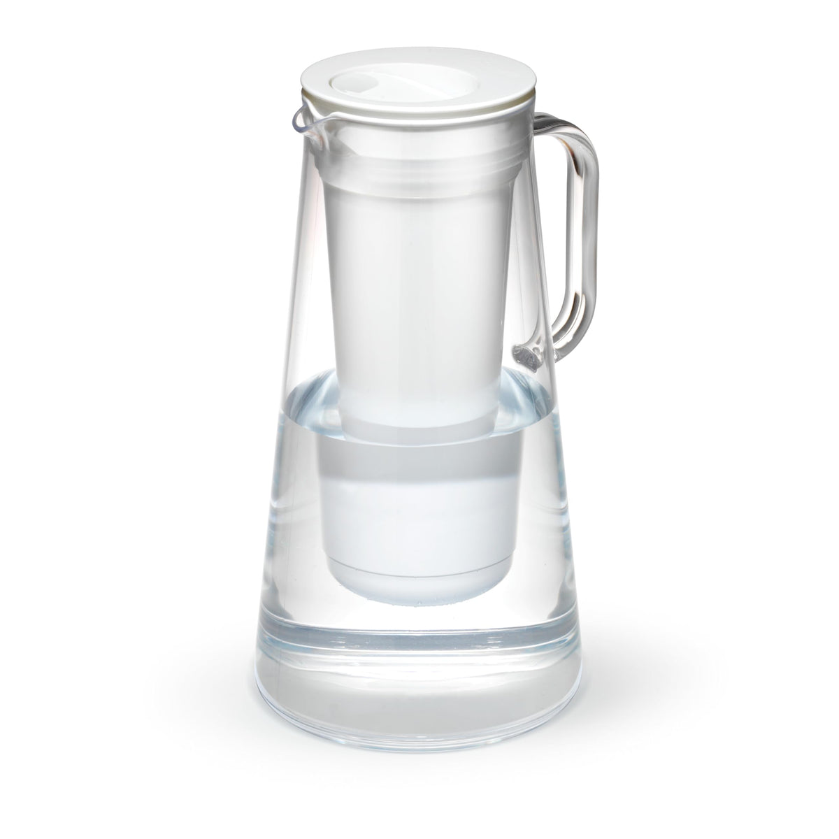 LifeStraw front view pitcher showing sleek design and easy-fill lid benefit