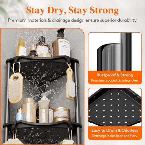 Lifewit caddy assembled in a modern bathroom showing how it declutters tub and shower edges
