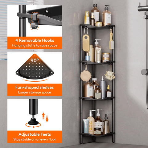 Lifewit side profile showing 90-degree fan-shaped trays that fit neatly into a corner