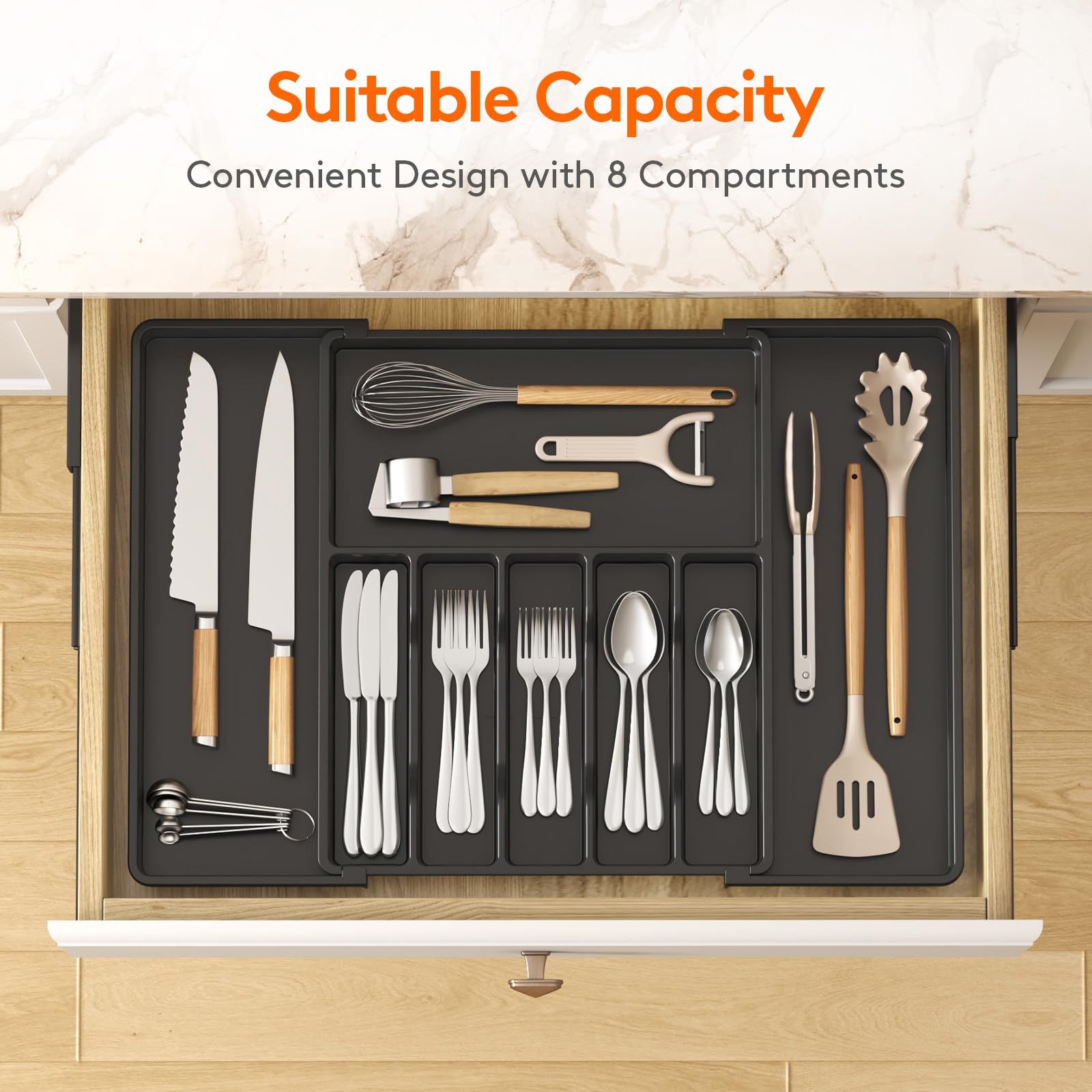 Lifewit organizer collapsed to compact size for tight drawers and space saving