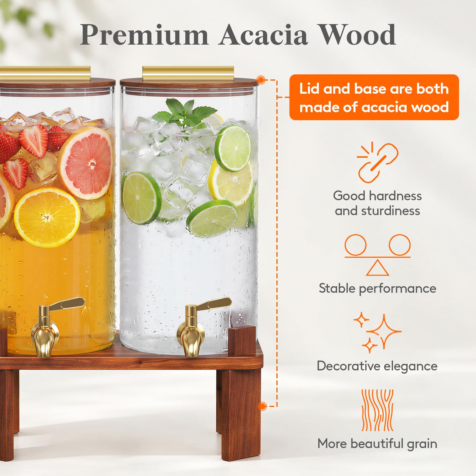 Lifewit paired dispensers styled on table for attractive beverage display