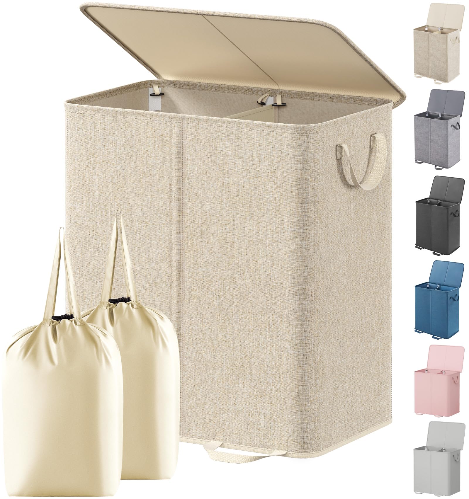 Lifewit front view of double hamper showing tidy storage benefit