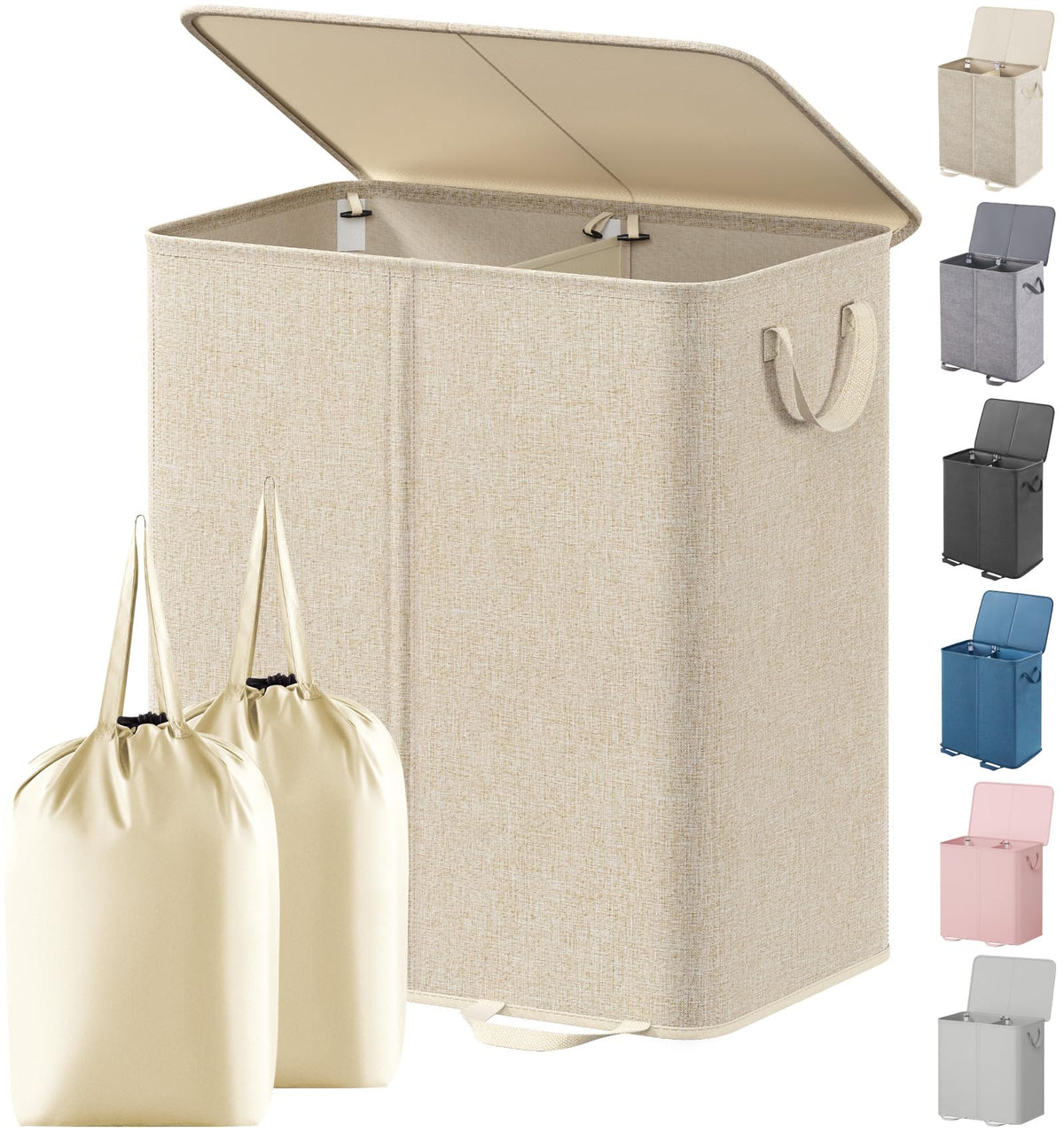 Lifewit front view of double hamper showing tidy storage benefit