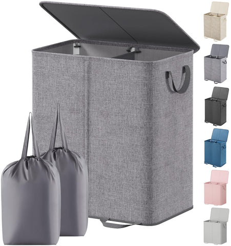 Lifewit double hamper front view showing neat design and hidden laundry benefit