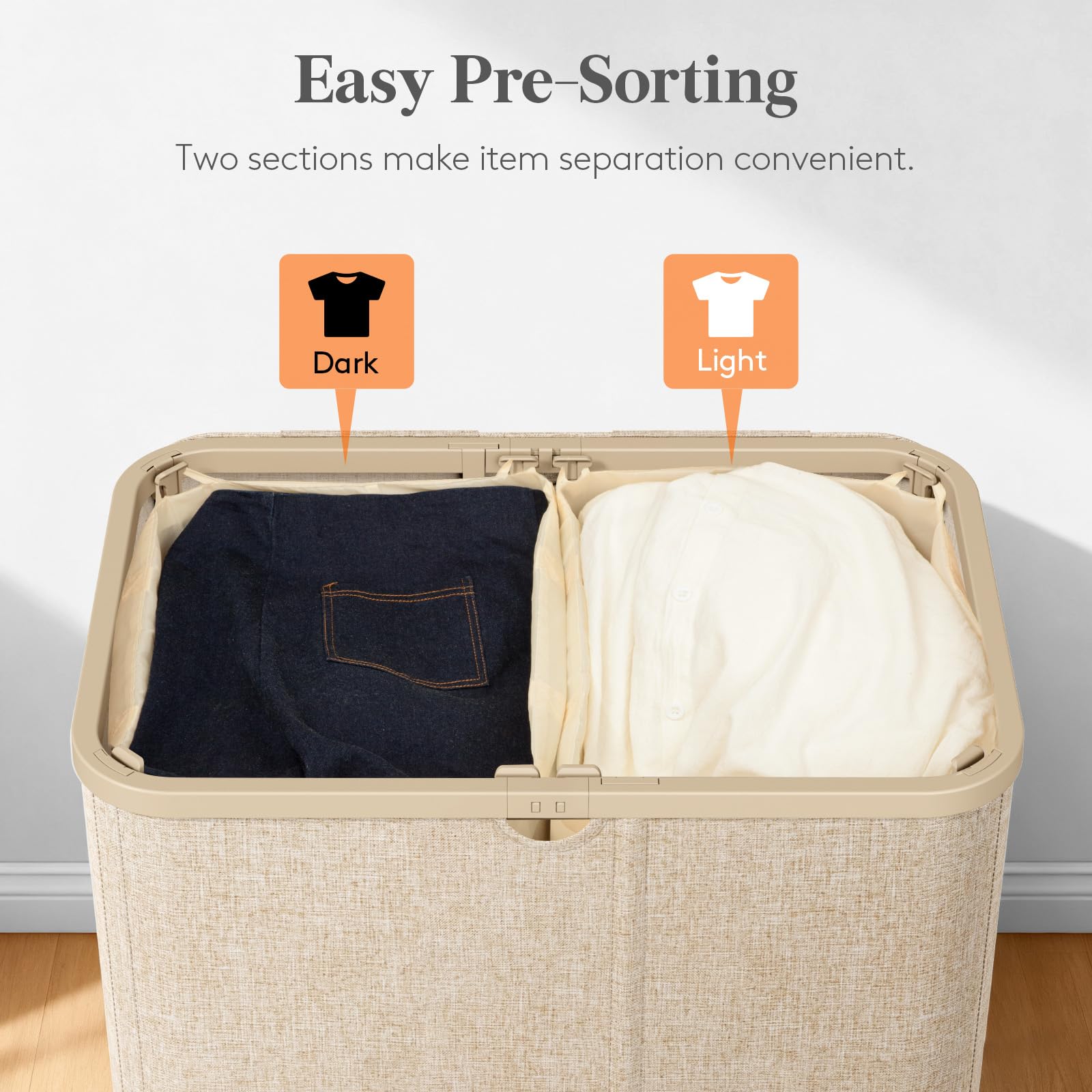 Lifewit interior showing two separate compartments for sorting lights and darks