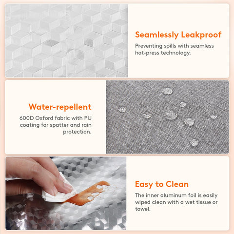 Lifewit close-up of seamless aluminum foil lining showing leak-resistant insulation benefit